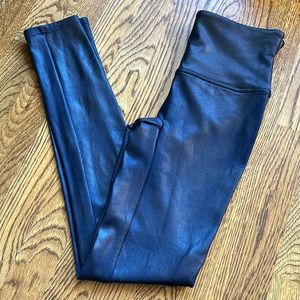 SPANX Blue Faux Leather Leggings - Medium